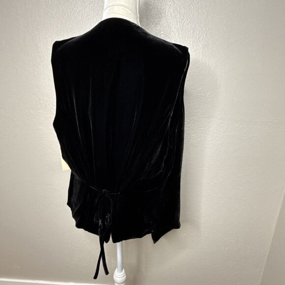 New Coldwater Creek Size XL Velvet Waterfall Open Front Vest Tie Back Sleeveless - Picture 8 of 11